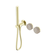 Nero Serenity Progressive Shower System With Rome Travertine Handle And Slim Shower - Brushed Gold