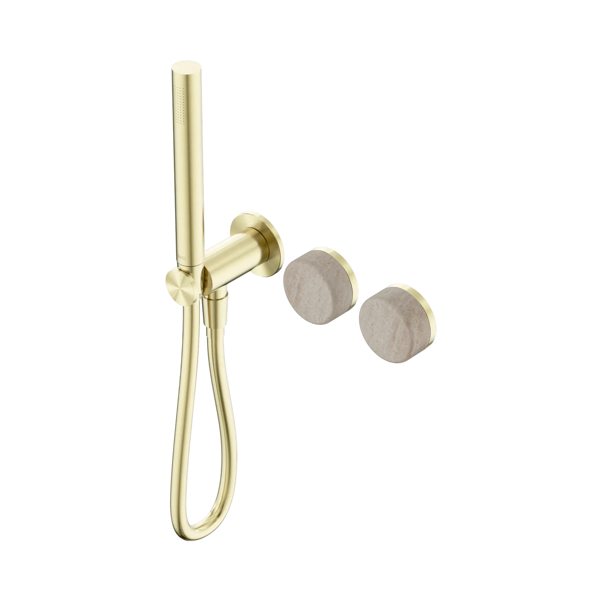 Nero Serenity Progressive Shower System With Rome Travertine Handle And Slim Shower - Brushed Gold