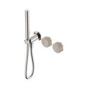 Nero Serenity Progressive Shower System With Rome Travertine Handle And Slim Shower - Brushed Nickel
