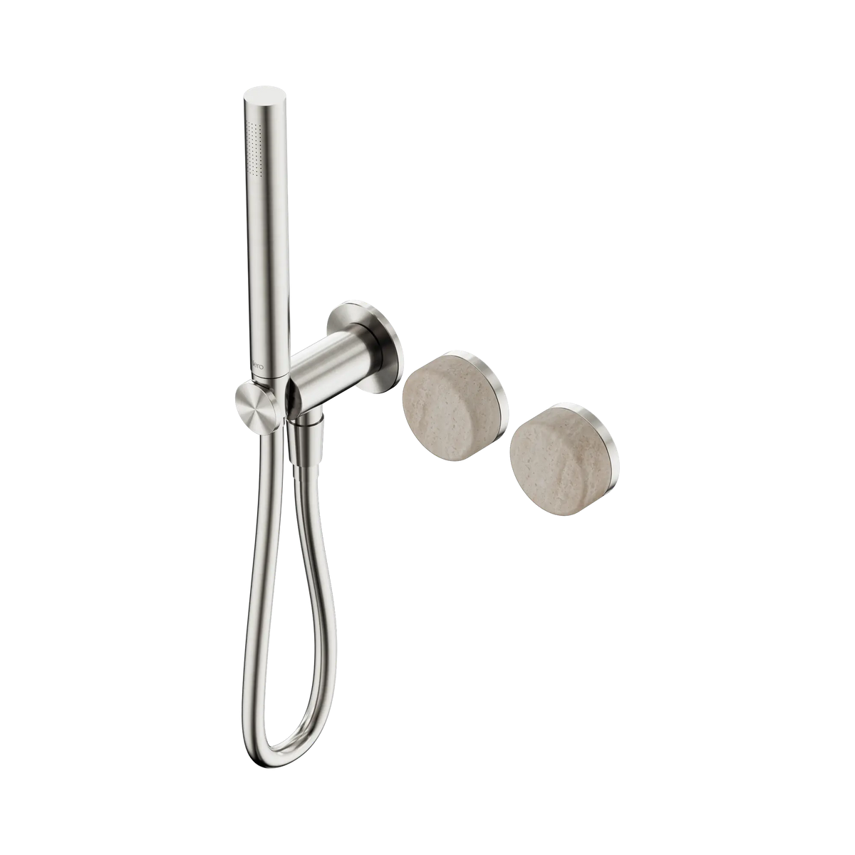 Nero Serenity Progressive Shower System With Rome Travertine Handle And Slim Shower - Brushed Nickel
