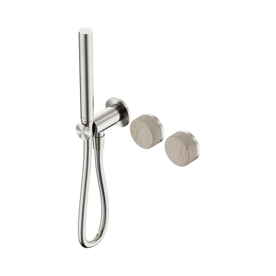 Nero Serenity Progressive Shower System With Rome Travertine Handle And Slim Shower - Brushed Nickel