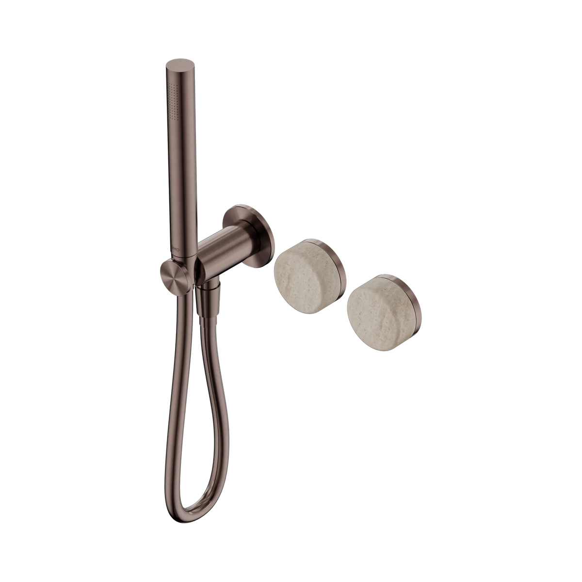 Nero Serenity Progressive Shower System With Rome Travertine Handle And Slim Shower - Brushed Bronze