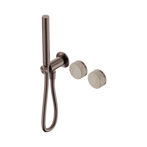 Nero Serenity Progressive Shower System With Rome Travertine Handle And Slim Shower - Brushed Bronze