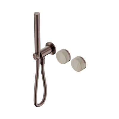Nero Serenity Progressive Shower System With Rome Travertine Handle And Slim Shower - Brushed Bronze