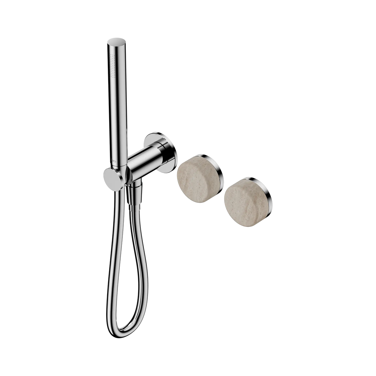 Nero Serenity Progressive Shower System With Rome Travertine Handle And Slim Shower - Chrome