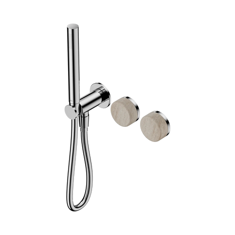 Nero Serenity Progressive Shower System With Rome Travertine Handle And Slim Shower - Chrome