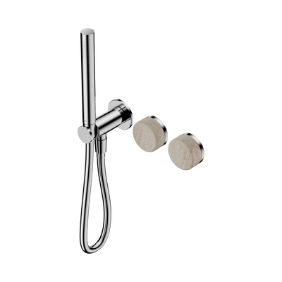 Nero Serenity Progressive Shower System With Rome Travertine Handle And Slim Shower - Chrome
