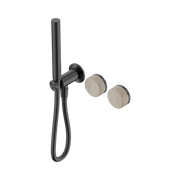 Nero Serenity Progressive Shower System With Rome Travertine Handle And Slim Shower - Gun Metal