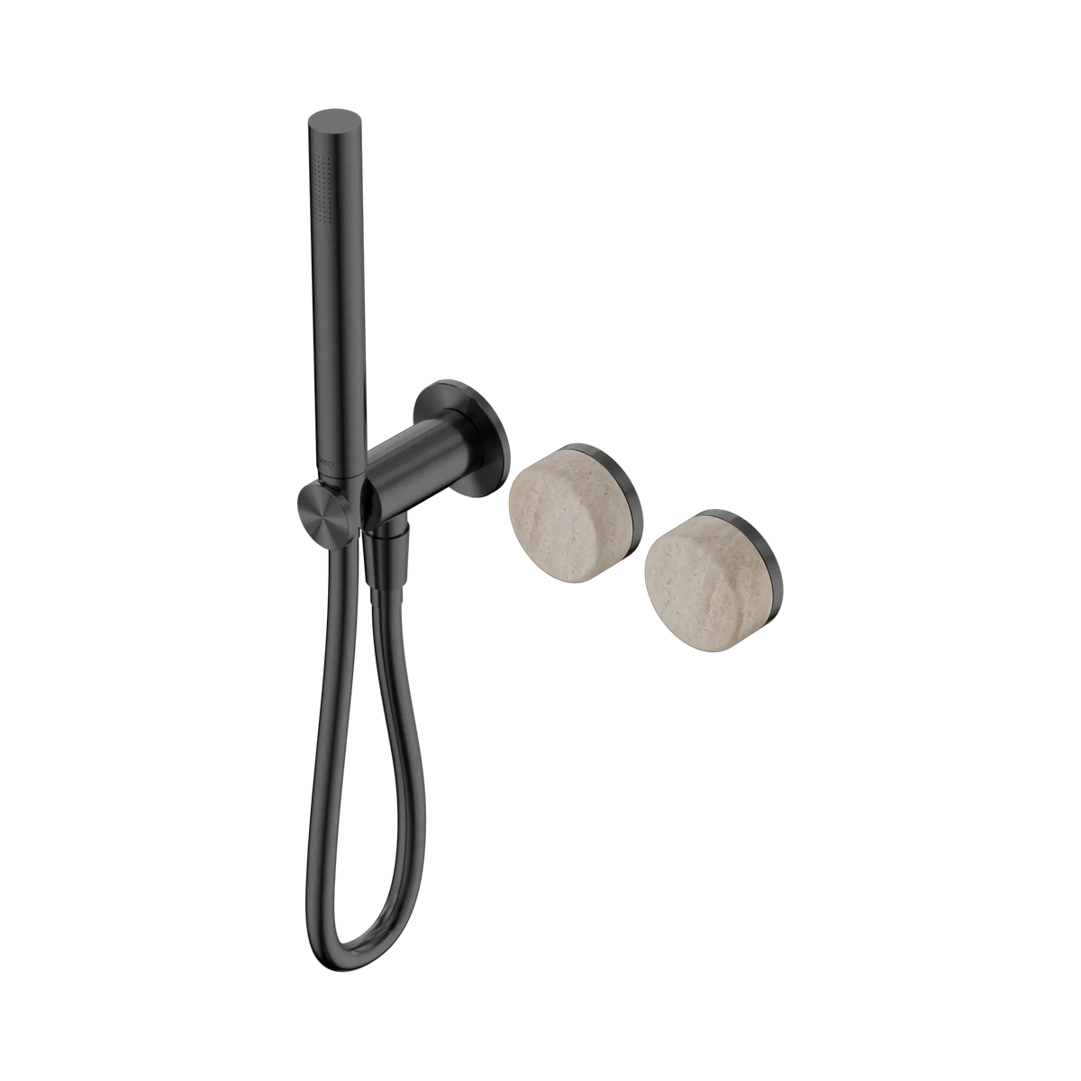 Nero Serenity Progressive Shower System With Rome Travertine Handle And Slim Shower - Gun Metal