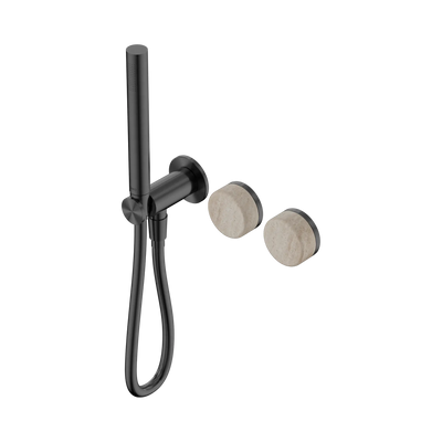 Nero Serenity Progressive Shower System With Rome Travertine Handle And Slim Shower - Gun Metal