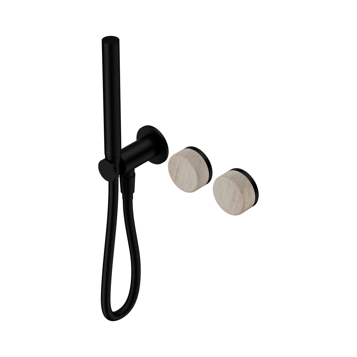 Nero Serenity Progressive Shower System With Rome Travertine Handle And Slim Shower - Matte Black
