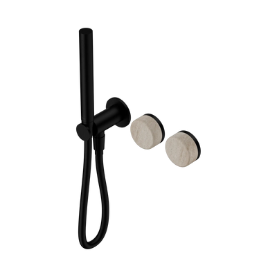 Nero Serenity Progressive Shower System With Rome Travertine Handle And Slim Shower - Matte Black