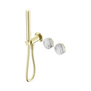 Nero Serenity Progressive Shower System With Arabescato Corchia Handle And Slim Shower - Brushed Gold