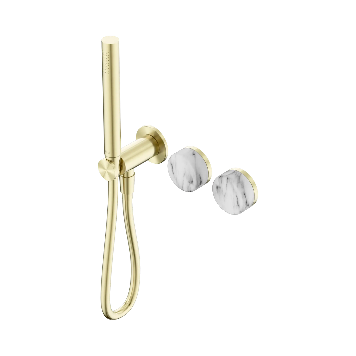 Nero Serenity Progressive Shower System With Arabescato Corchia Handle And Slim Shower - Brushed Gold