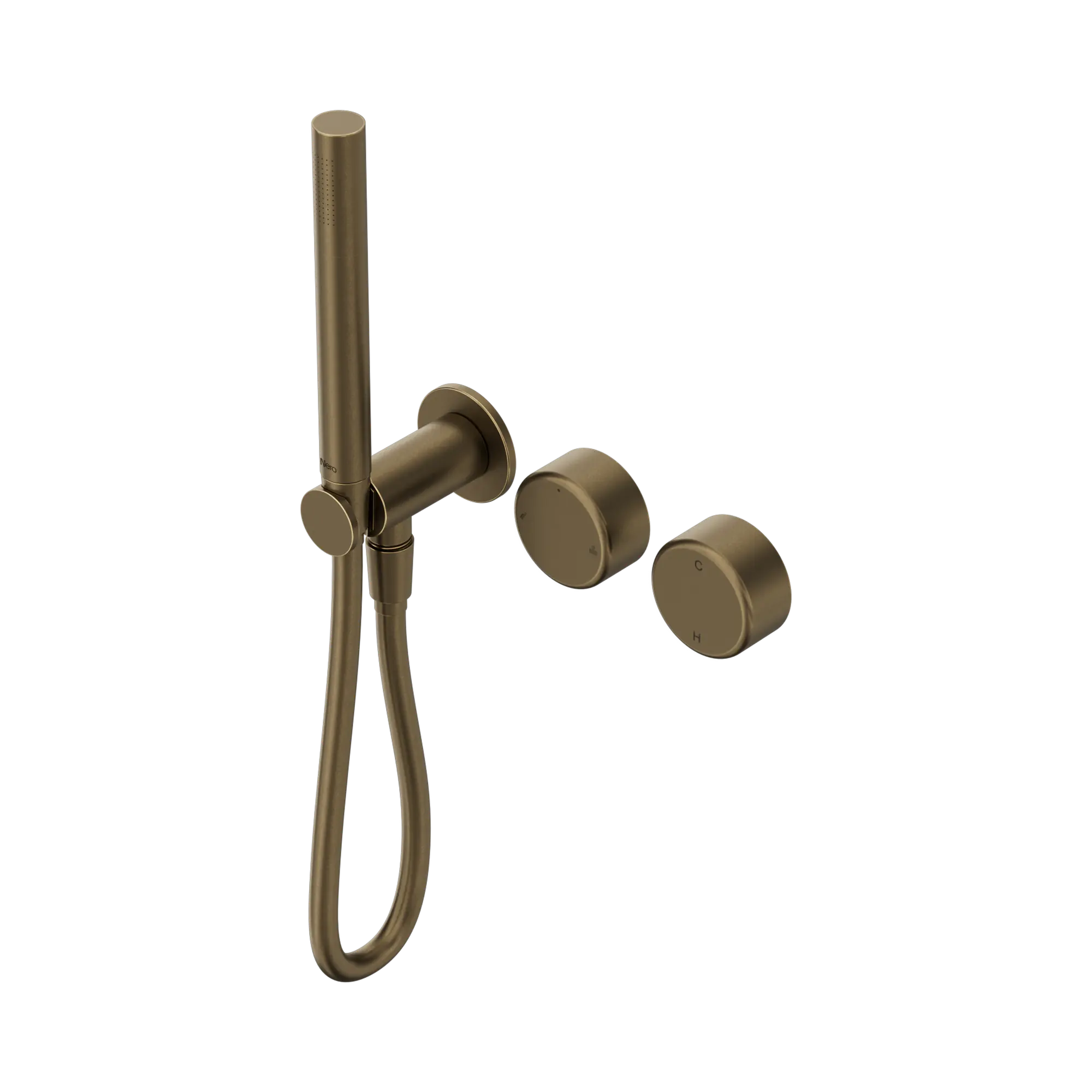 Nero Serenity Progressive Shower System With Metal Handle And Slim Shower Tumbled Antique Brass