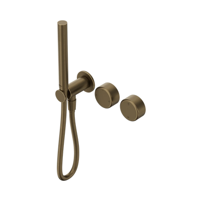 Nero Serenity Progressive Shower System With Metal Handle And Slim Shower Tumbled Antique Brass