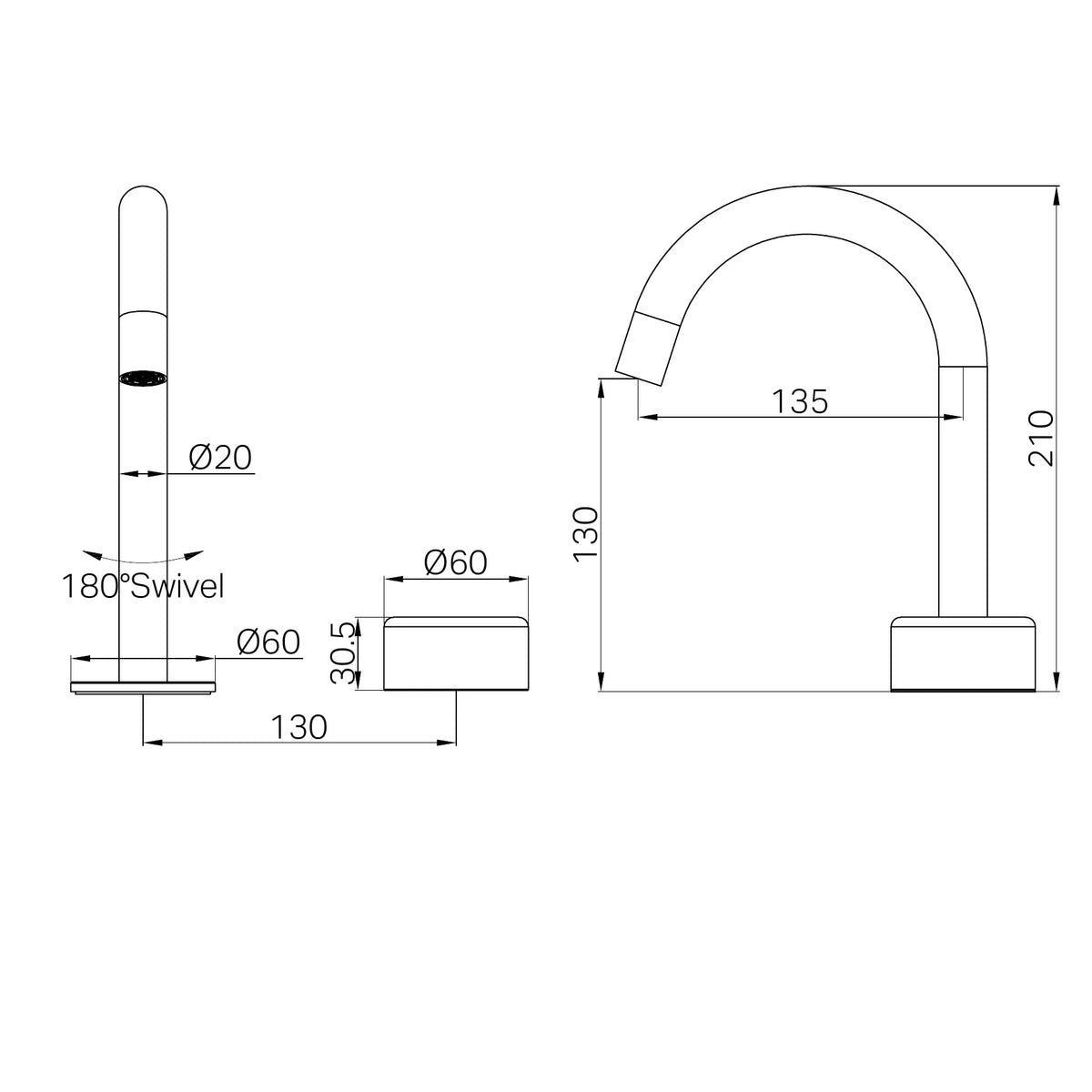 Serenity Progressive Basin Mixer Arc Spout With Metal Handle Brushed Nickel
