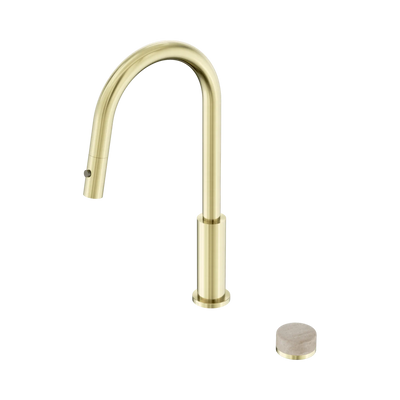 Nero Serenity Progressive Pull Out Kitchen Set With Rome Travertine Handle - Brushed Gold