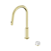 Nero Serenity Progressive Pull Out Kitchen Set With Arabescato Corchia Handle - Brushed Gold