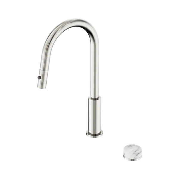 Nero Serenity Progressive Pull Out Kitchen Set With Arabescato Corchia Handle - Brushed Nickel