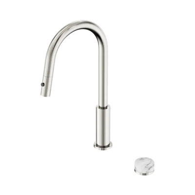 Nero Serenity Progressive Pull Out Kitchen Set With Arabescato Corchia Handle - Brushed Nickel