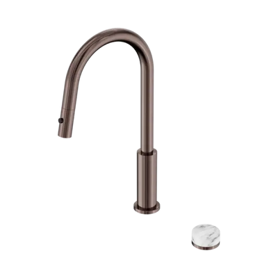 Nero Serenity Progressive Pull Out Kitchen Set With Arabescato Corchia Handle - Brushed Bronze
