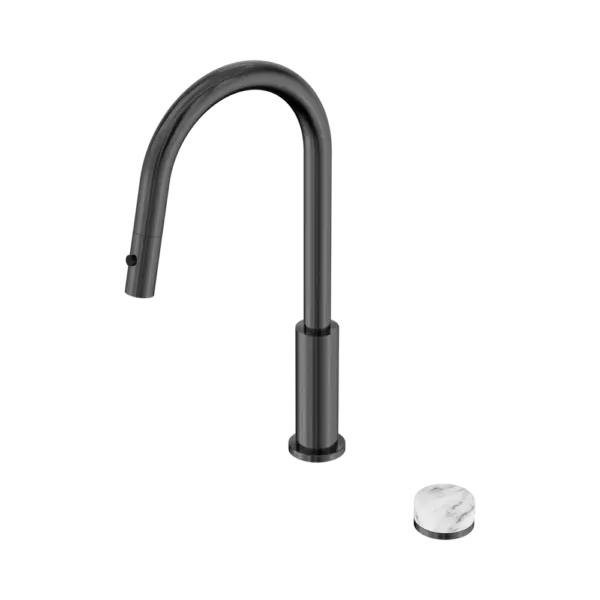 Nero Serenity Progressive Pull Out Kitchen Set With Arabescato Corchia Handle - Gun Metal