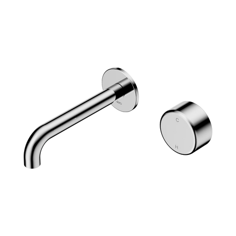 Nero Serenity Progressive Wall Basin Mixer 160mm Spout With Metal Handle - Chrome