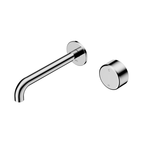 Nero Serenity Progressive Wall Basin Mixer 185mm Spout With Metal Handle - Chrome