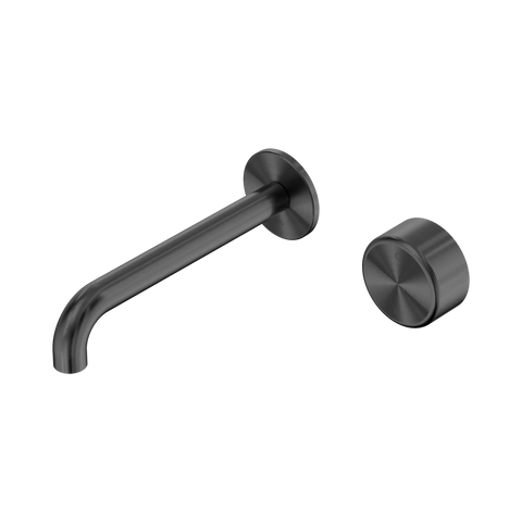 Nero Serenity Progressive Wall Basin Mixer 185mm Spout With Metal Handle - Gun Metal