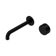 Nero Serenity Progressive Wall Basin Mixer 185mm Spout With Metal Handle - Matte Black