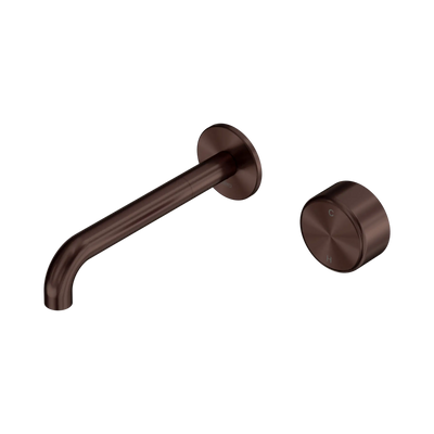Nero Serenity Progressive Wall Basin Mixer 185mm Spout With Metal Handle Rome Bronze