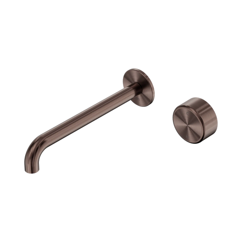 Nero Serenity Progressive Wall Basin Mixer 220mm Spout With Metal Handle - Brushed Bronze