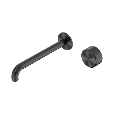Nero Serenity Progressive Wall Basin Mixer 220mm Spout With Metal Handle - Gun Metal
