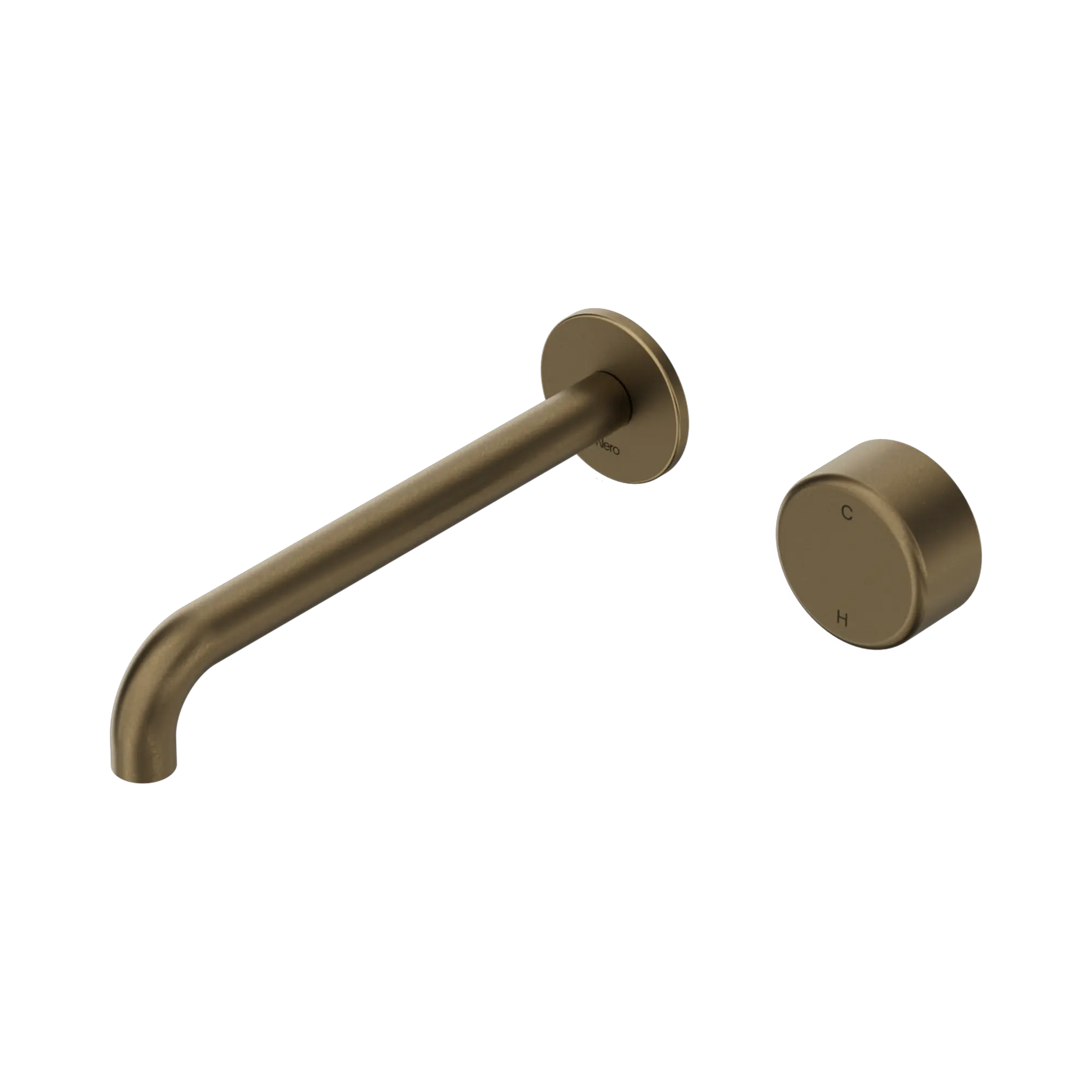 Nero Serenity Progressive Wall Basin Mixer 220mm Spout With Metal Handle Tumbled Antique Brass