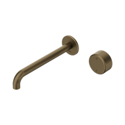 Nero Serenity Progressive Wall Basin Mixer 185mm Spout With Metal Handle Tumbled Antique Brass