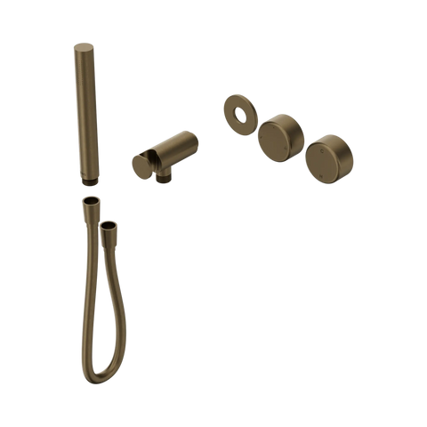 Nero Serenity Progressive Shower System With Metal Handle And Slim Shower Trim Kit Only Tumbled Antique Brass