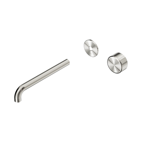 Nero Serenity Progressive Wall Basin Mixer 220mm Spout With Metal Handle Trim Kit Only Brushed Nickel