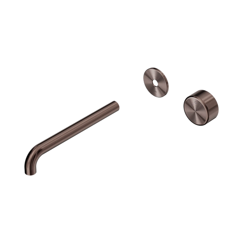 Nero Serenity Progressive Wall Basin Mixer 220mm Spout With Metal Handle Trim Kit Only Brushed Bronze