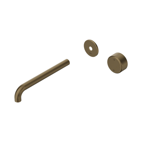 Nero Serenity Progressive Wall Basin Mixer 220mm Spout With Metal Handle Trim Kit Only Tumbled Antique Brass