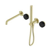 Nero Serenity Progressive Shower System With Spout With Marquina Black Handle And Slim Shower - Brushed Gold