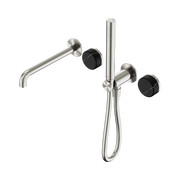 Nero Serenity Progressive Shower System With Spout With Marquina Black Handle And Slim Shower - Brushed Nickel