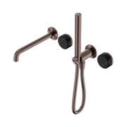 Nero Serenity Progressive Shower System With Spout With Marquina Black Handle And Slim Shower - Brushed Bronze