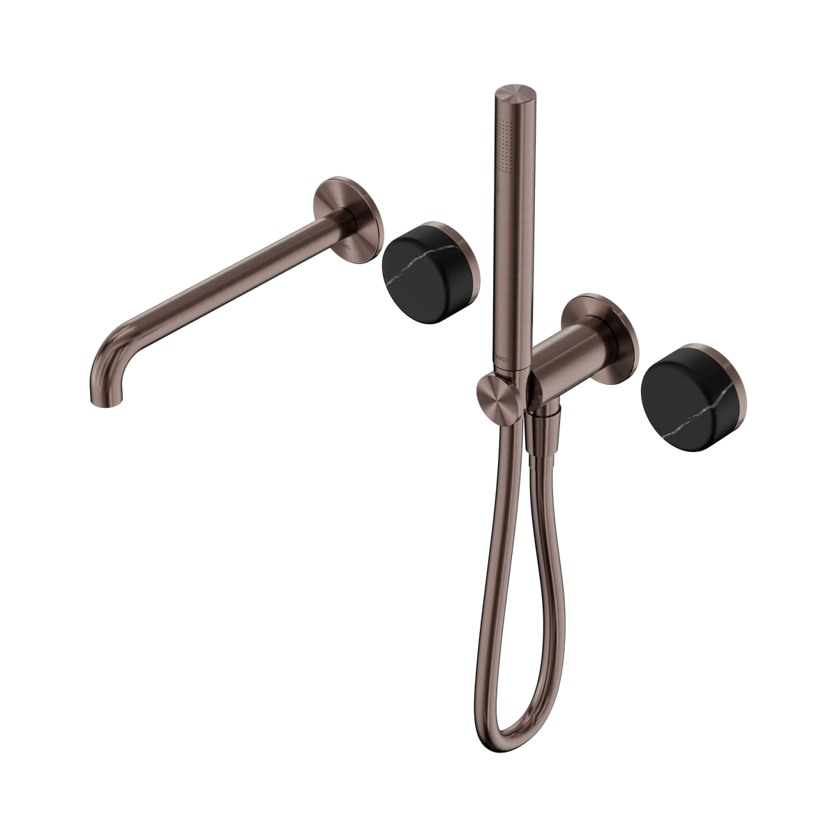 Nero Serenity Progressive Shower System With Spout With Marquina Black Handle And Slim Shower - Brushed Bronze