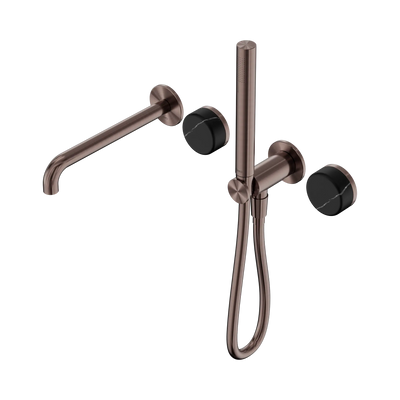 Nero Serenity Progressive Shower System With Spout With Marquina Black Handle And Slim Shower - Brushed Bronze