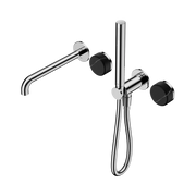 Nero Serenity Progressive Shower System With Spout With Marquina Black Handle And Slim Shower - Chrome