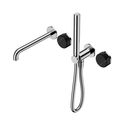 Nero Serenity Progressive Shower System With Spout With Marquina Black Handle And Slim Shower - Chrome