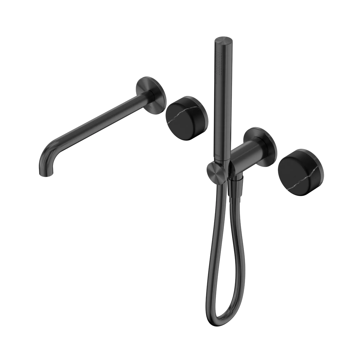 Nero Serenity Progressive Shower System With Spout With Marquina Black Handle And Slim Shower - Gun Metal