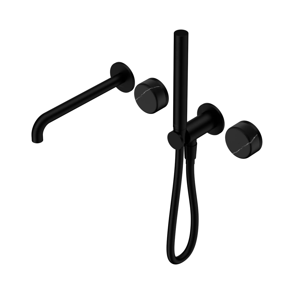 Nero Serenity Progressive Shower System With Spout With Marquina Black Handle And Slim Shower - Matte Black