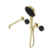 Nero Serenity Progressive Shower System With Spout With Marquina Black Handle And Serenity Hand Shower - Brushed Gold
